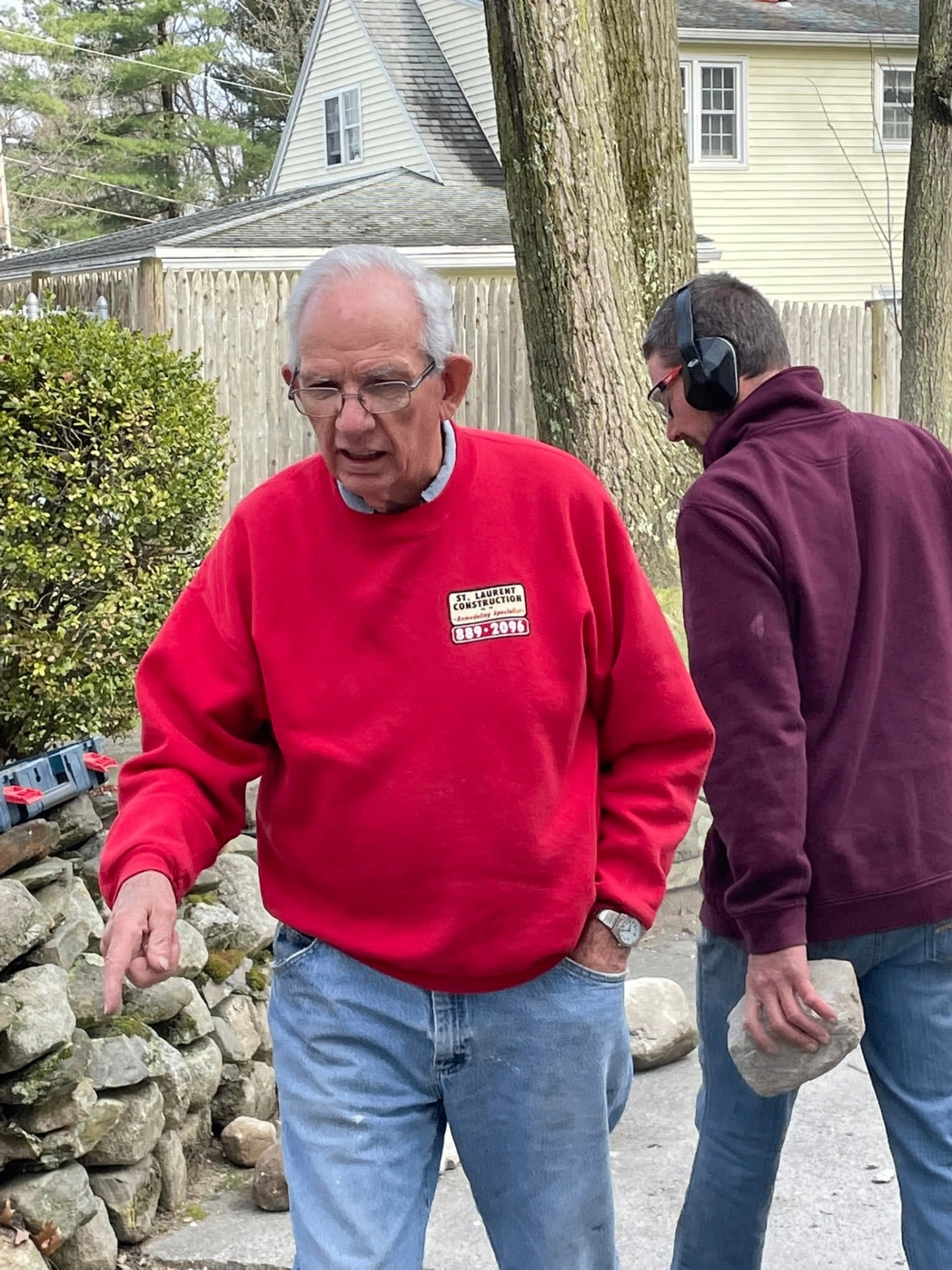 Bob St. Laurent on the job site in his St. Laurent Construction sweatshirt
